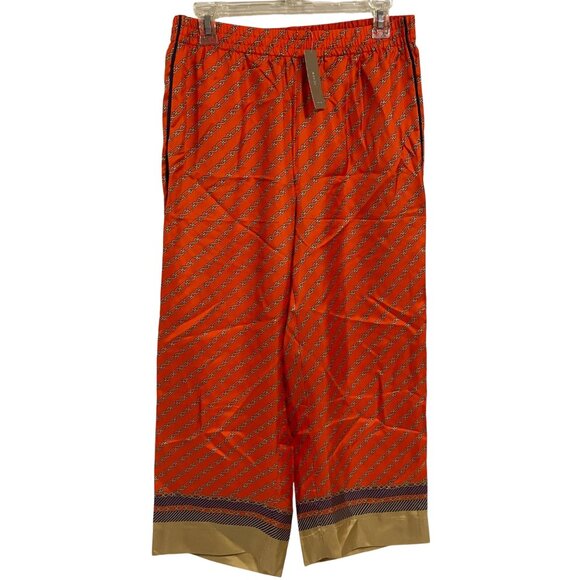 J. Crew Collection Pull-On Silk Pant in Red Chains‎ Print Size 8 NWT - Picture 1 of 10